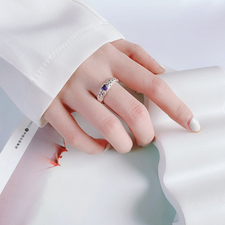 Purple Diamond Love Heart-shaped Ring Women – Gifts for Her — 1