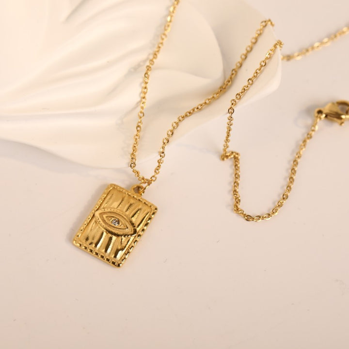 Niche Design Embossed Diamond Eye Square Pendant – Jewelry Gift Ideas — 1