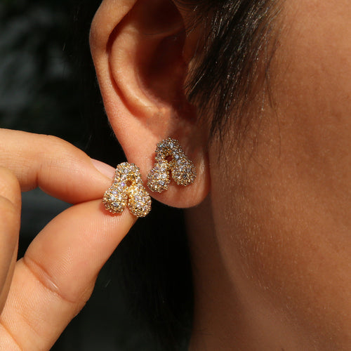 18K Brass Balloon Bubble Zircon Small Size Stud – Birthday Gifts — 1