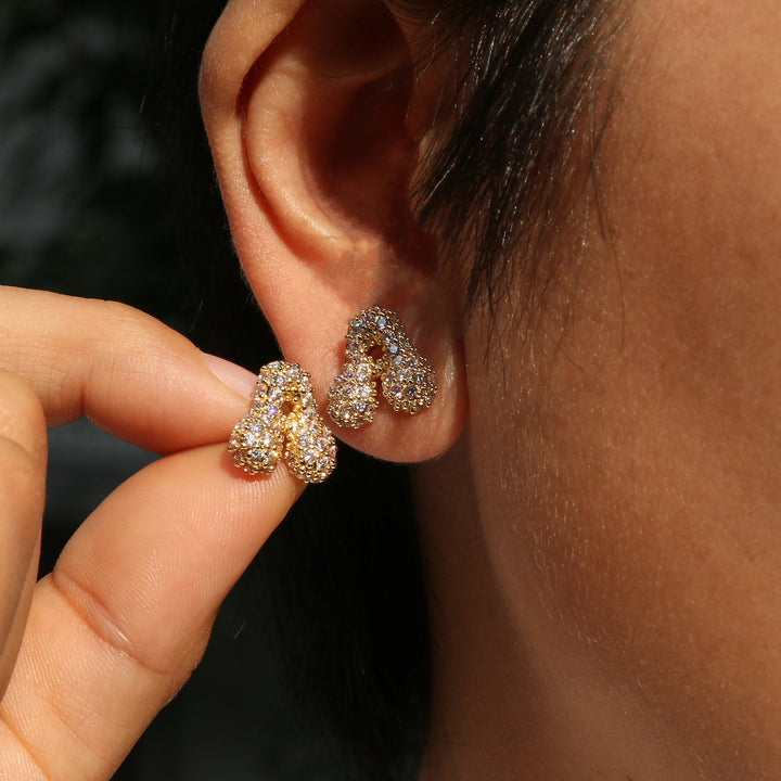 18K Brass Balloon Bubble Zircon Small Size Stud – Birthday Gifts — 1