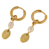 INS Pearl Flower Tag Titanium Steel Earrings For Women – Gifts for Her — 2