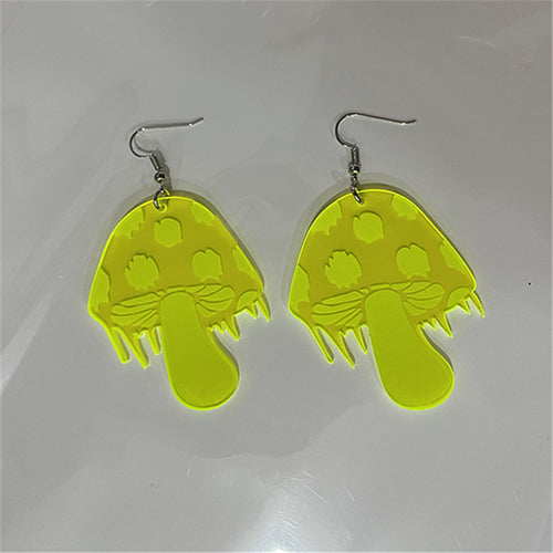 Acrylic Fluorescent Small Mushroom Earrings – Holiday Gift Ideas — 2