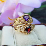 Heart Shaped Natural Garnet Ring – Birthday Gifts — 1