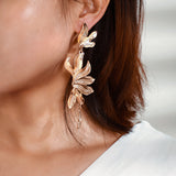 Golden Leaf Flower Butterfly Earrings Personality – Stylish Gifts — 6
