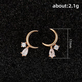 Small Curved Moon Shape Zircon Stud Earrings Female – Gifts for Her — 3