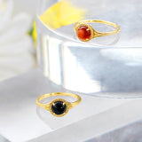 Round Carved Garnet Ring Black Agate Pendant – Jewelry Gift Ideas — 6