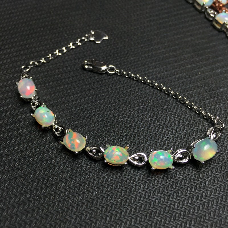 Women's Silver Inlaid Natural Opal Bracelet – Jewelry Gift Ideas — 1