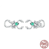 Green Zircon Scorpion Silver Stud Earrings Dark Black – Useful Gifts — 4