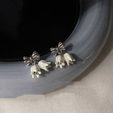 Sterling Silver Needle Paint Linglan Flower Stud – Stylish Gifts — 9