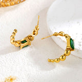 Fashion Emerald Zircon C- Shaped Earrings – Stylish Gifts — 2