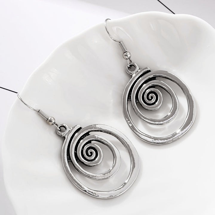 RETRO Geometric Spiral Distressed Earrings – Jewelry Gift Ideas — 1