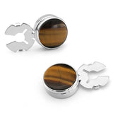 Illegal Button Men's Round Carbon Fiber Cufflink – Gifts for Him — 4