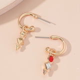 Vintage Red White Rhinestone Geometric Earrings – Gift Ideas — 2