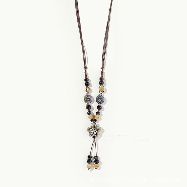 Vintage Sweater Chain Women's Long Flower Ceramic – Jewelry Gift Ideas — 1