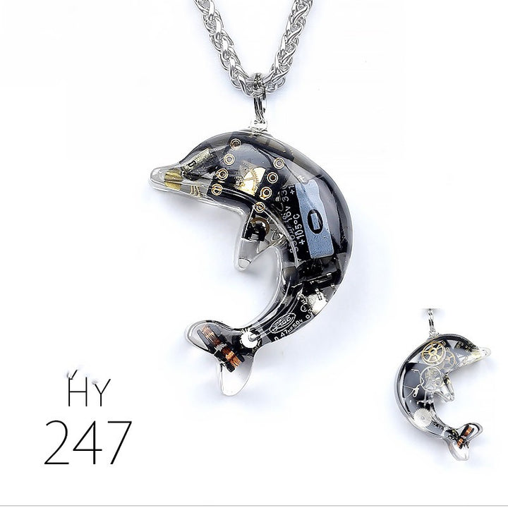 Dolphin Steampunk Electronic Pendant Necklace – Jewelry Gift Ideas — 1