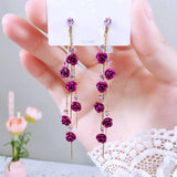 Temperament Long Tassel Earrings Rose Earrings Women – Gifts for Her — 3