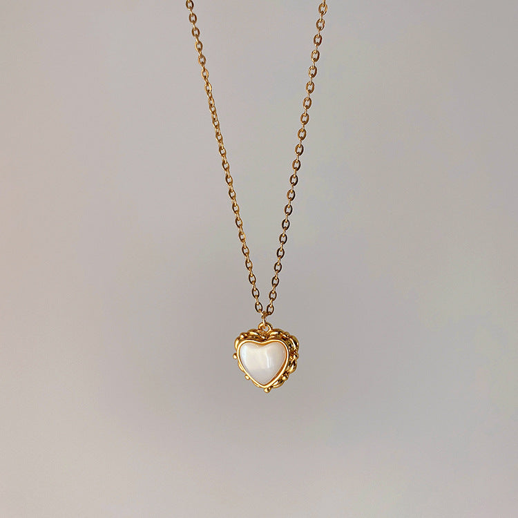 French Vintage Lace Metal Love Shell Necklace – Jewelry Gift Ideas — 1