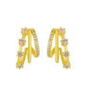 Fashion Three Rings Multilayer Diamond Earrings – Stylish Gifts — 16