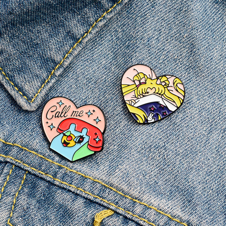 Creative Cartoon Cute Heart-shaped Girl Brooch – Jewelry Gift Ideas — 1
