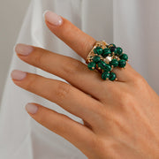 High Profile Retro Colorful Gemstone Pearl Tassel Ring – Gifts for Her — 13
