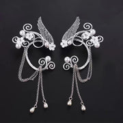 Qingqiu Fox Antique Ear Clips Long Tassel Elf Earrings – Stylish Gifts — 5