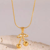 Stainless Steel Cherry Necklace Cute Earrings – Jewelry Gift Ideas — 1