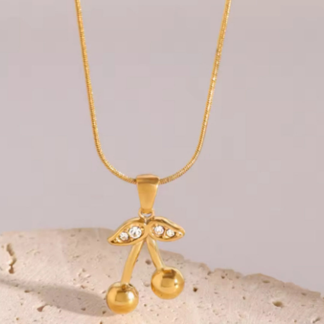 Stainless Steel Cherry Necklace Cute Earrings – Jewelry Gift Ideas — 1