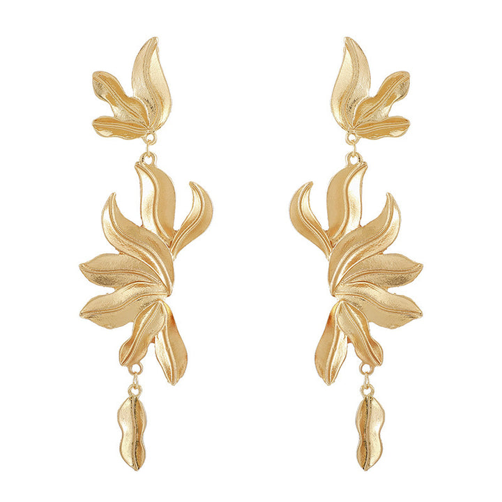 Golden Leaf Flower Butterfly Earrings Personality – Stylish Gifts — 1