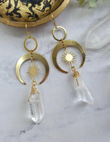 Women's Natural Crystal Hexagon Post Earrings – Gifts for Her — 2