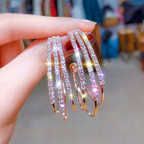 Women's Full Diamond Geometric Circle Earrings – Gifts for Her — 9