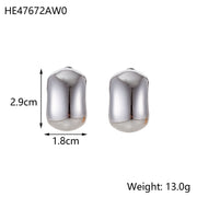 Minimalist Titanium Steel Ear Studs Triangle Oval – Stylish Gifts — 6