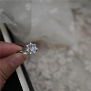 Natural Moonstone Snowflake Diamond Sterling Silver Ring – Gift Ideas — 5