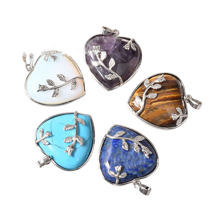 Rose Heart-Shaped Natural Stone Crystal Pendant – Jewelry Gift Ideas — 1