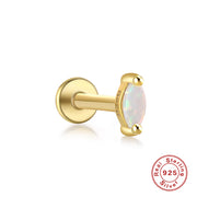 Sterling Silver Opal And Diamond Pierced Threaded Ear – Stylish Gifts — 12