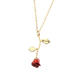 Creative Drop Red Rose Flower Pendant Necklace – Jewelry Gift Ideas — 10