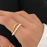 Women's Shaped Small Rice-shaped Beads Oval Pearl Ring – Gifts for Her — 3