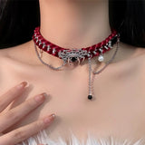Vintage Red Spider Web Necklace For Lady – Jewelry Gift Ideas — 1