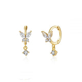 S925 Silver Needle Set Zircon Butterfly Earrings – Surprise Gifts — 4