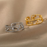 Letter V Open-end Zircon Ring Double Layer – Gift Ideas — 3