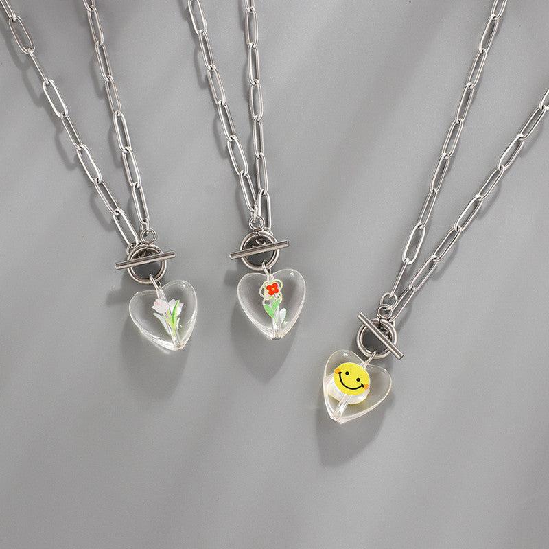 Necklace Female Niche Acrylic Sheet Love Peach – Jewelry Gift Ideas — 1