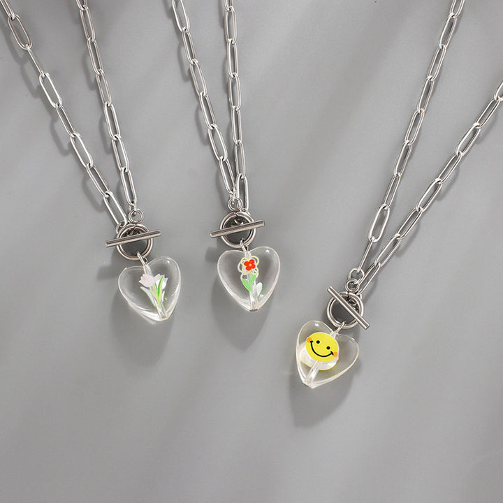 Necklace Female Niche Acrylic Sheet Love Peach – Jewelry Gift Ideas — 1