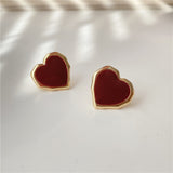 Enamel Red Heart Earrings 18K Gold Stud Earrings – Gifts for Her — 4