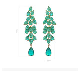 Exaggerated Green Diamond Leaf Fringe Leaf Long – Holiday Gift Ideas — 3