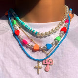 Mushroom Cross Pendant Multilayer Necklace – Jewelry Gift Ideas — 1