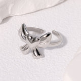 Sweet Heart-shaped Bow Stainless Steel Ring – Holiday Gift Ideas — 3
