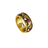 Vintage Multicolor Cutout Flower Ring Plated – Gifts for Couples — 6