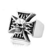 Man's Goth Punk Rock Flame Skull Ring – Gifts for Him — 2
