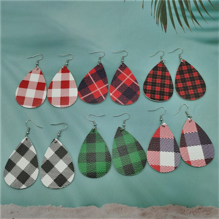 Duplex Printing Drop-shaped Leather Earrings – Practical Gifts — 1