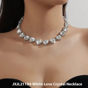 White Heart Love Heart Glass Rhinestone Clavicle – Gifts for Couples — 8
