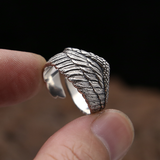S925 Silver Men Ring Adjustable Eagle Wing Feather – Gifts for Him — 3